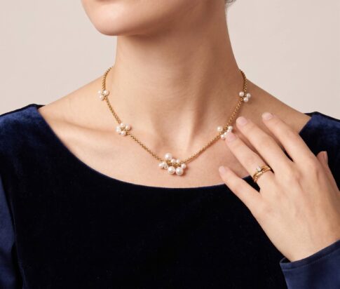 Geel gouden parel collier