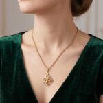 Geel gouden bloem parel collier