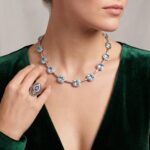 18 karaat wit gouden topaas en diamanten collier