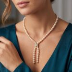 Parel collier met diamanten slot