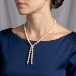 Parel collier met diamanten slot