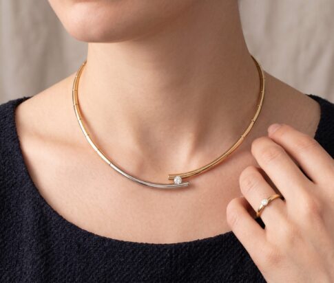 Bicolor gouden diamanten collier