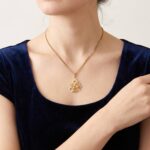 Geel gouden bloem parel collier