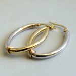14 krt geel- en wit gouden oorbellen