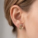 Gouden fantasie oorbellen met diamant