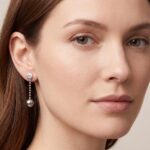 Wit gouden oorbellen met diamant en parel