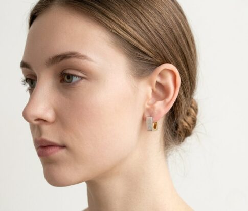 Bicolor creolen met diamant
