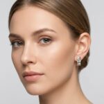 Bicolor oorbellen met briljant geslepen diamant
