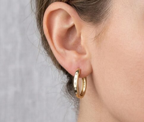 14 karaat gouden oorbellen met diamant