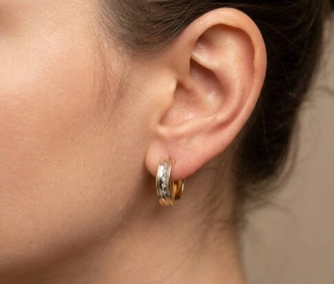 Bicolor oorbellen met diamanten