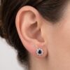 Bicolor gouden oorbellen met saffier en diamant