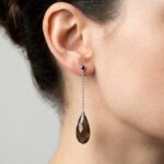 Gouden oorbellen met rookkwarts