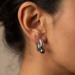 Wit gouden oorbellen met parels en diamant