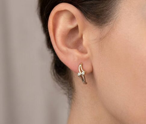 Christian bicolor gouden oorbellen met diamant