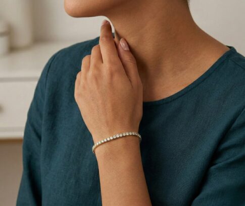 14 karaat geel gouden armband met zirkonia