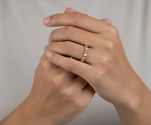 14 karaat gouden blokjes ring