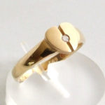 14 karaat geel gouden harten ring met diamant