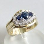 Geel gouden ring met saffier en briljanten