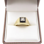Gouden zirkonia en onyx ring
