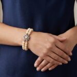 Parel armband met saffier en diamanten slot