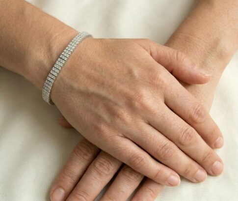 Wit gouden zirkonia schakelarmband