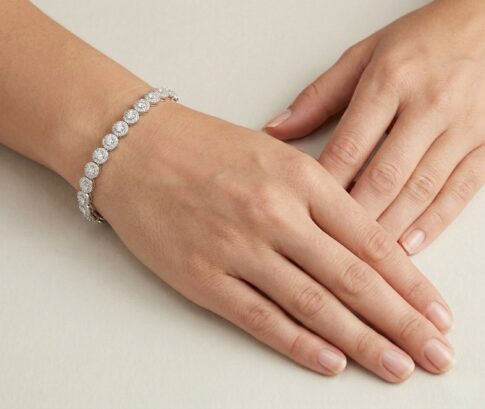 14 karaat zirkonia wit gouden armband