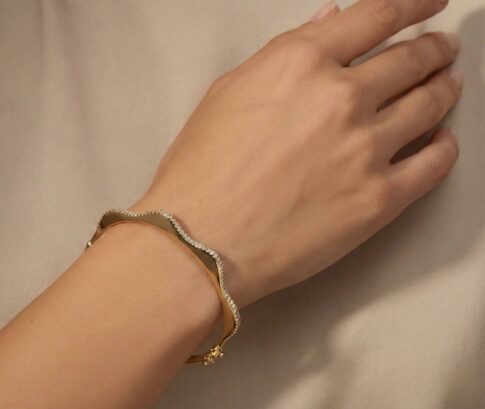 Gouden 14 karaat armband met zirkonia