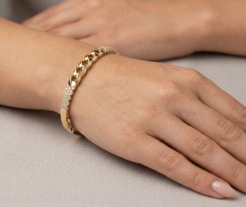 Christian gouden slavenarmband met zirkonia