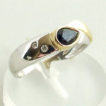 Bicolor saffier en diamanten ring