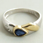 Bicolor saffier en diamanten ring