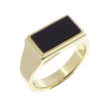 Geel gouden zegelring met onyx