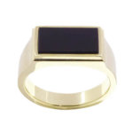 Geel gouden zegelring met onyx