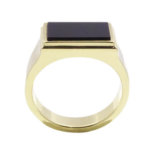 Geel gouden zegelring met onyx