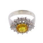 Wit gouden ring met saffier en briljant