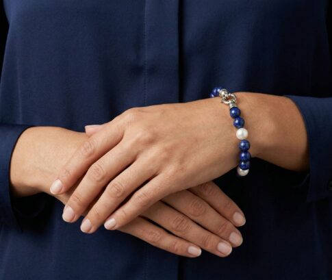 Armband met parels en lapis lazuli