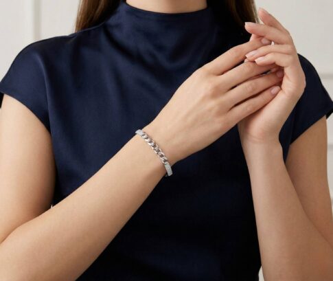 Wit gouden Christian slavenarmband met zirkonia