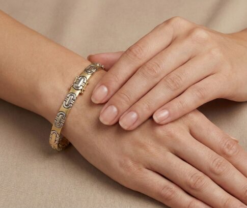 Gouden Christian bicolor schakelarmband