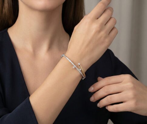 Bicolor slavenarmband met zirkonia