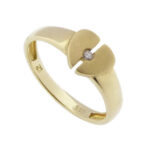 14 karaat geel gouden harten ring met diamant