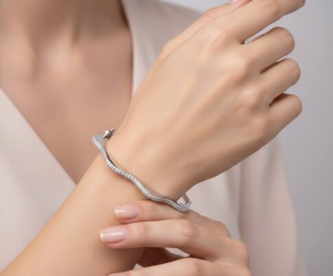 14 karaat wit gouden armband met zirkonia