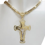 Bicolor gouden Jezus kruis