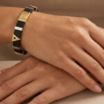 Rubberen en bicolor gouden armband