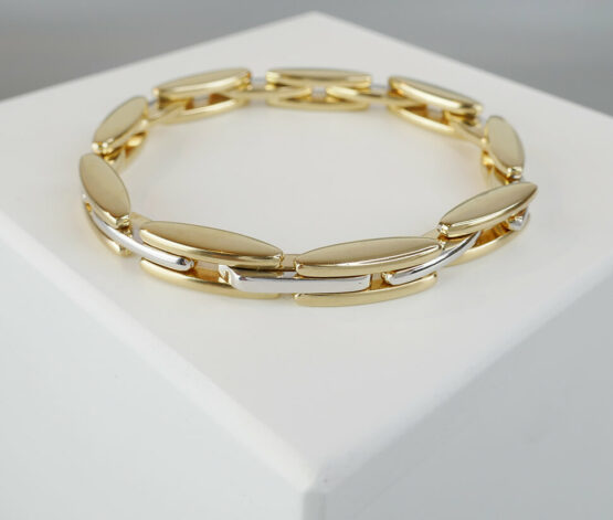 Dubbelzijdige bicolor gouden scharnierarmband