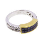 Gouden Christian ring met saffier en diamant