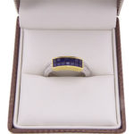 Gouden Christian ring met saffier en diamant