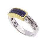 Gouden Christian ring met saffier en diamant