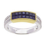 Gouden Christian ring met saffier en diamant