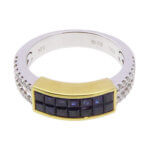 Gouden Christian ring met saffier en diamant