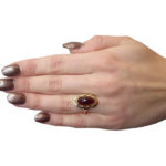 Occasion geel gouden granaat ring