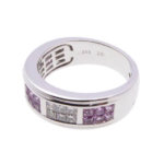 Wit gouden ring met diamanten en roze beryl